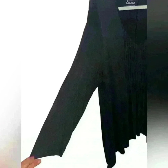 Simply Emma Ladies Plus Knit Top Black Size 1X  Pleated Asymmetrical - Picture 3 of 6